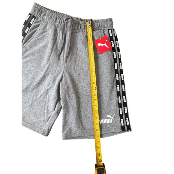 Puma Mens Gray Athletic Shorts With Logo Tape Sides & Drawstring Waist - Size M - Picture 6 of 6